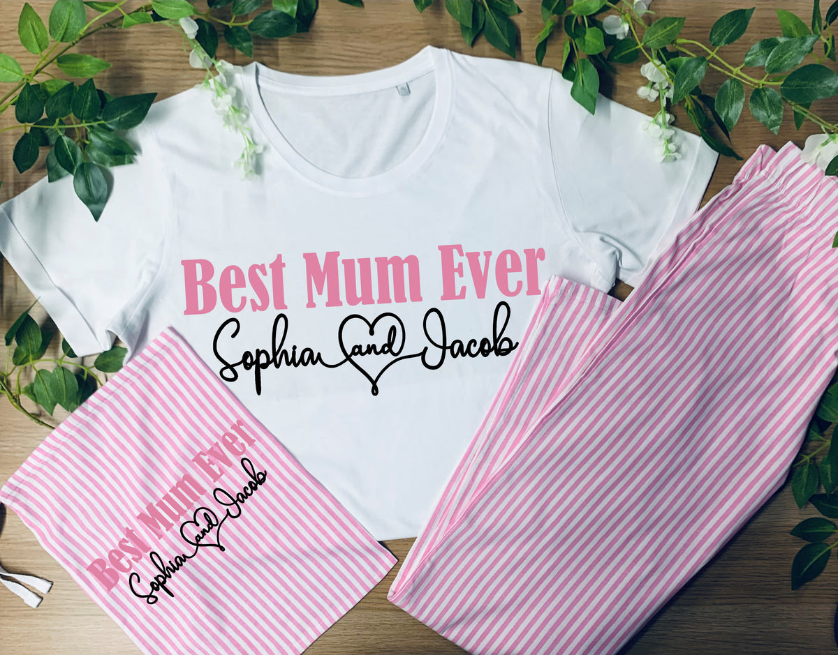 Mother's Day Personalised Mummy Pjs Mothers Day Best Mummy