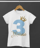 Birthday T-Shirt 1st 2nd 3rd 4th 5th 6th etc Blue and Gold Personalised With Name and Age