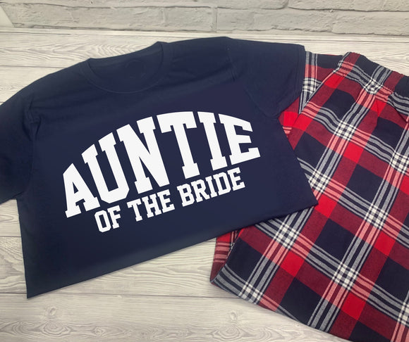 Personalised Auntie of the Bride Custom Red Navy Tartan Loungewear Birthday Gift