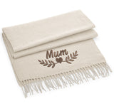 Embroidered Luxury Scarf: Personalized Name Scarf, Birthday Gift - Almond