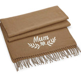 Embroidered Luxury Scarf: Personalized Name Scarf, Birthday Gift - Almond
