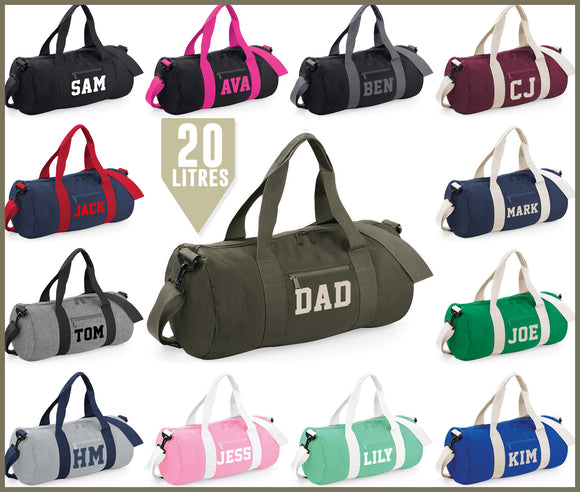 Personalised Barrel Bag, Dance Bag, Sports Bag, Gym Bag, Ballet Bag, Gymnastics Bag, Overnight Bag, Hospital Bag, Holiday Bag