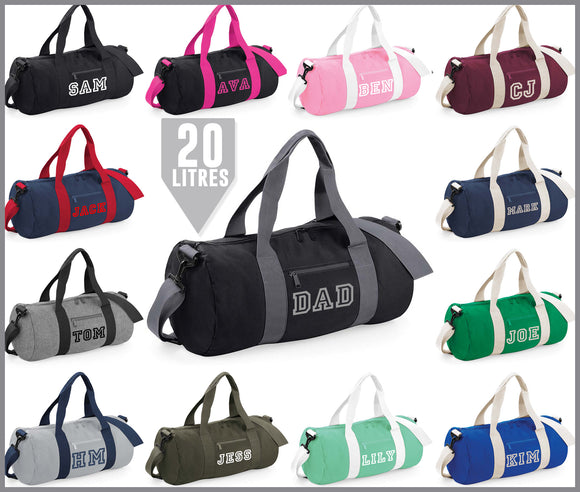 Personalised Barrel Bag, Dance Bag, Sports Bag, Gym Bag, Ballet Bag, Gymnastics Bag, Overnight Bag, Hospital Bag, Holiday Bag