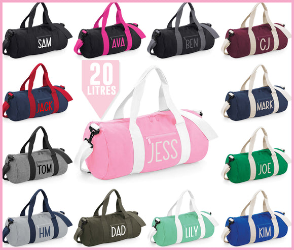 Personalised Barrel Bag, Dance Bag, Sports Bag, Gym Bag, Ballet Bag, Gymnastics Bag, Overnight Bag, Hospital Bag, Holiday Bag