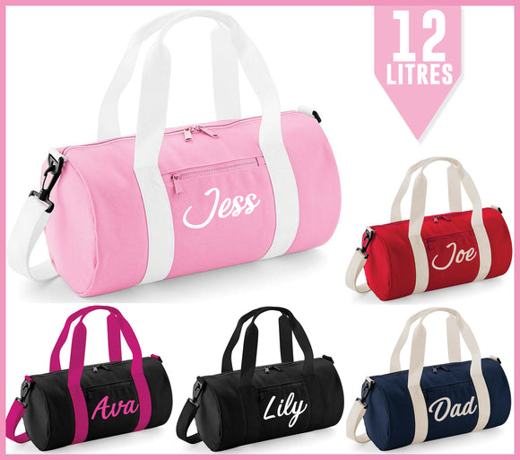 Personalised Barrel Bag, Dance Bag, Sports Bag, Gym Bag, Ballet Bag, Gymnastics Bag, Overnight Bag, Hospital Bag, Holiday Bag