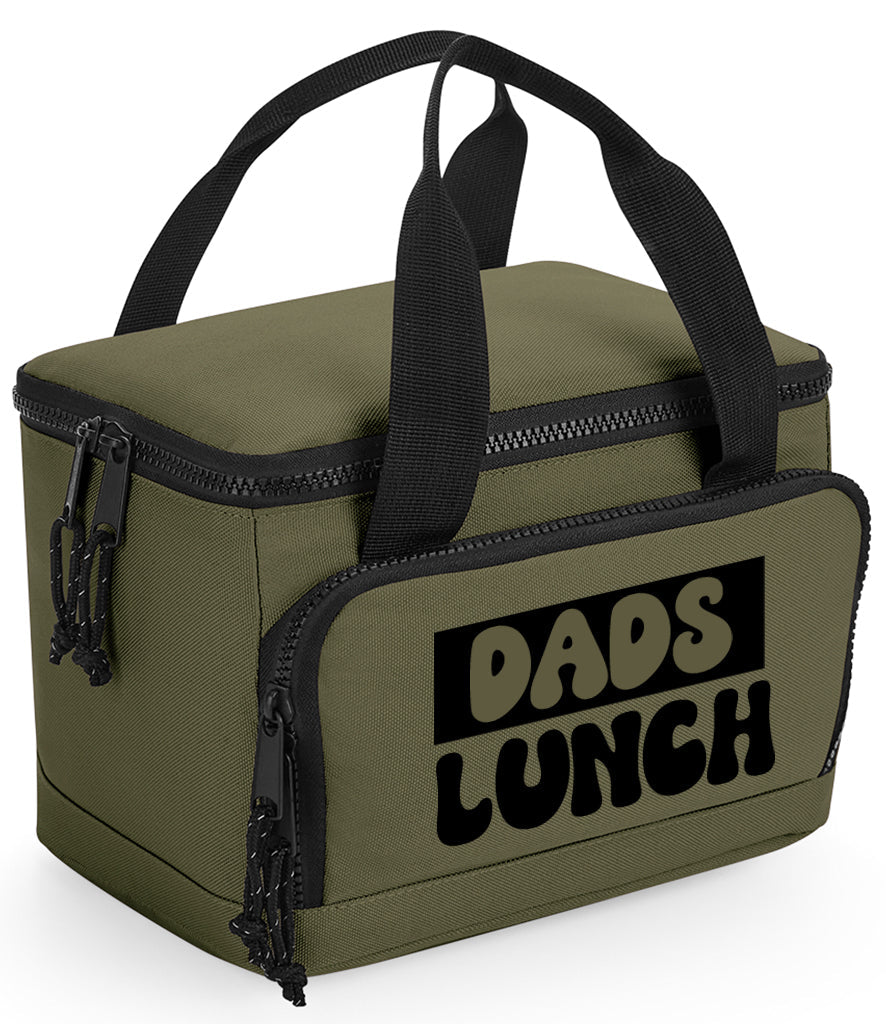 Dads Lunch or Any Name Recycled Mini Cooler Lunch Bag Picnic Bag Black, Pure Grey or Military Green