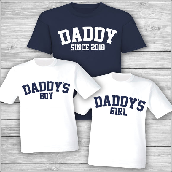 Daddy Matching T-Shirt, Daddy Since, Daddy's Girl, Daddy's Boy Father's Day Gift Mummy Mother's Day Daddy Birthday Gift Navy