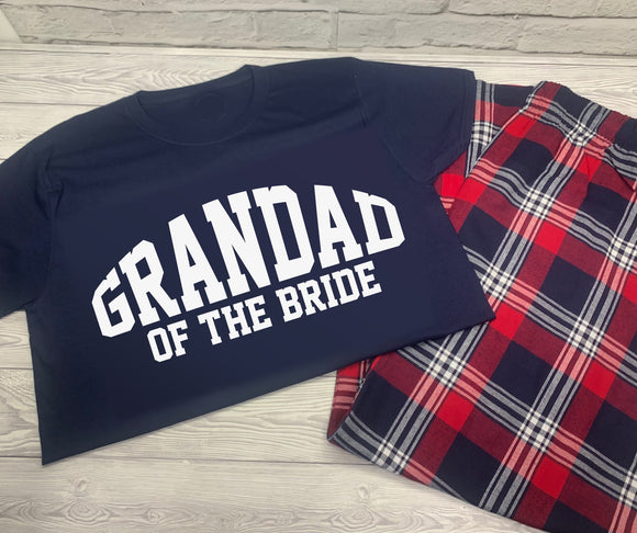 Personalised Grandad of the Bride Custom Red Navy Tartan Loungewear Birthday Gift