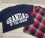 Personalised Grandad of the Groom Custom Red Navy Tartan Loungewear Birthday Gift