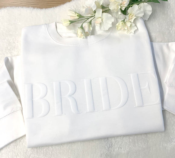 Embossed Bride Sweatshirt, Bride Groom Jumper, Wifey Hubby Sweatshirt, Mr and Mrs Matching Jumpers Wedding Gift, Anniversary Gift