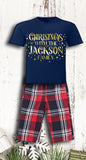 Personalised Pyjamas Christmas With The Family Matching Tartan Gold Red and Navy