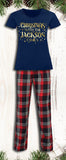 Personalised Pyjamas Christmas With The Family Matching Tartan Gold Red and Navy