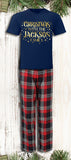 Personalised Pyjamas Christmas With The Family Matching Tartan Gold Red and Navy