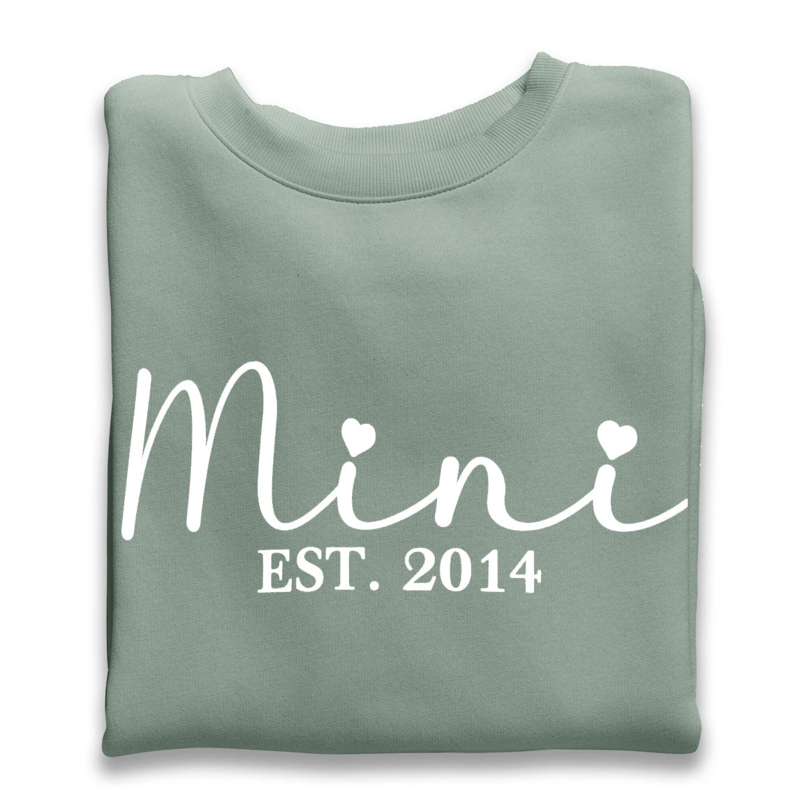 Personalised Mama and Mini EST Sweatshirt Dusty Green, Mother's Day Gift, Mummy Birthday Gift, New Mum Gift