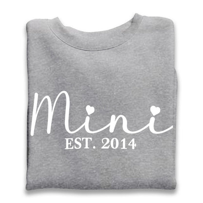 Personalised Mama and Mini EST Sweatshirt Heather Grey, Mother's Day Gift, Mummy Birthday Gift, New Mum Gift