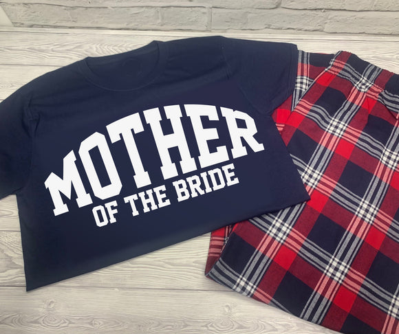 Personalised Mother of the Bride Custom Red Navy Tartan Loungewear Birthday Gift