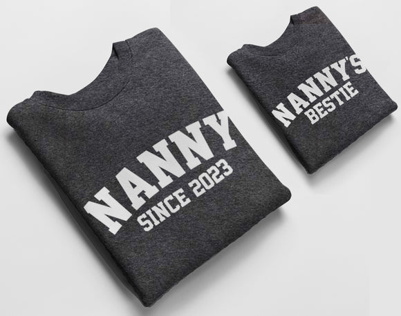 Nanny and Nannys Bestie Jumpers, Matching Jumpers Nanny Gift Nannys Bestie Gift Charcol