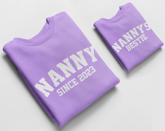 Nanny and Nannys Bestie Jumpers, Matching Jumpers Nanny Gift Nannys Bestie Gift Lavender