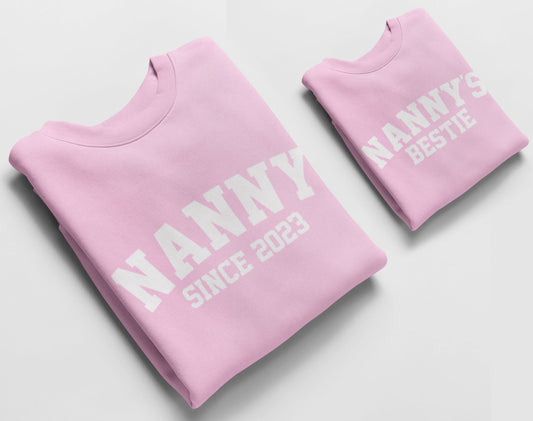 Nanny and Nannys Bestie Jumpers, Matching Jumpers Nanny Gift Nannys Bestie Gift Baby Pink