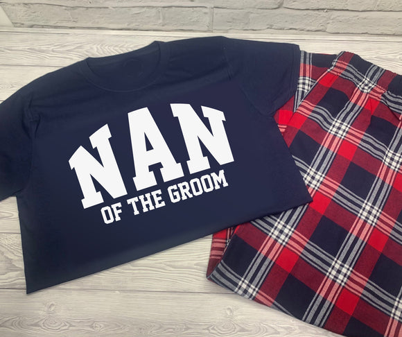 Personalised Nan of the Groom Custom Red Navy Tartan Loungewear Birthday Gift (Copy)