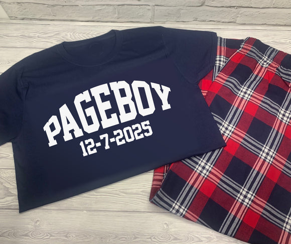 Personalised Pageboy Pyjamas Custom Red Navy Tartan Loungewear Birthday Gift Present Wedding Gift