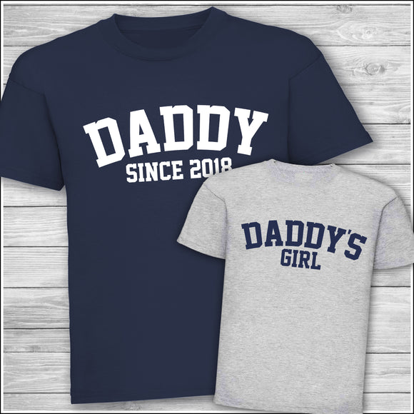 Daddy Matching T-Shirt, Daddy Since, Daddy's Girl, Daddy's Boy Father's Day Gift Daddy Birthday Gift Navy and Heather Grey