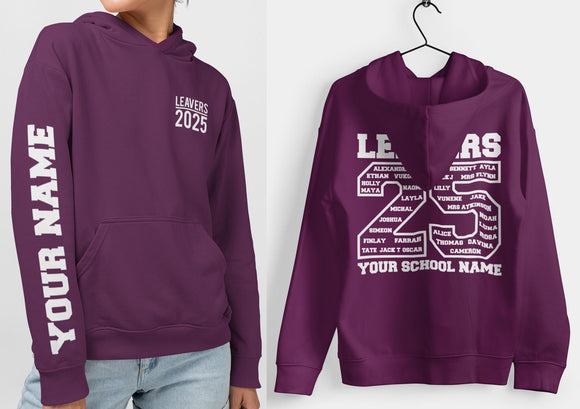 Custom Leavers Hoodie 2025 Schools, Colleges, Universities & Clubs Burgundy