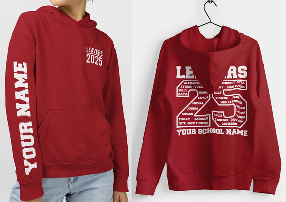 Custom Leavers Hoodie 2025 Schools, Colleges, Universities & Clubs Red Hot Chilli