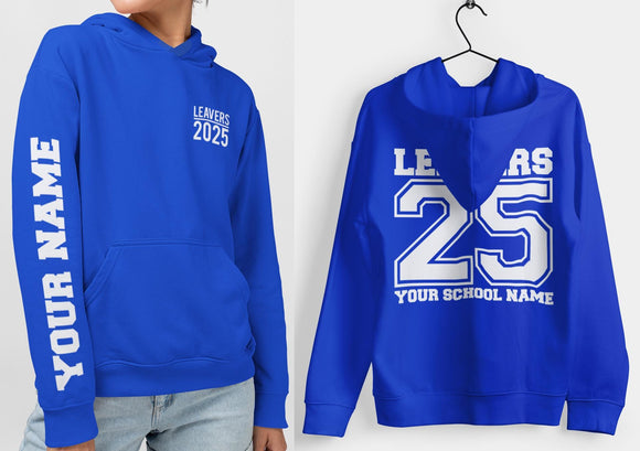Personalised Leavers Hoodie 2025 Schools, Colleges, Universities & Clubs Bright Royal