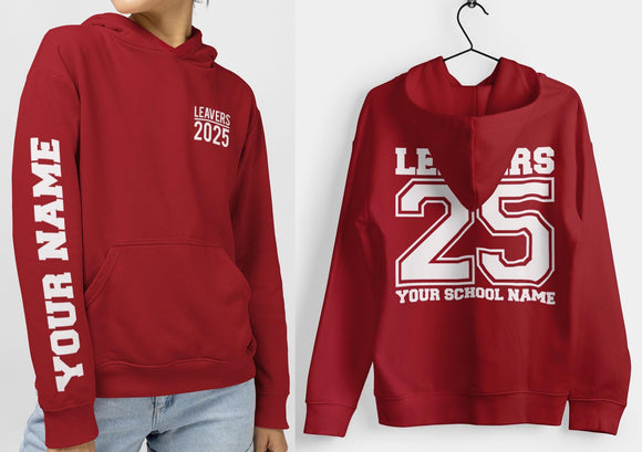 Personalised Leavers Hoodie 2025 Schools, Colleges, Universities & Clubs Red Hot Chilli