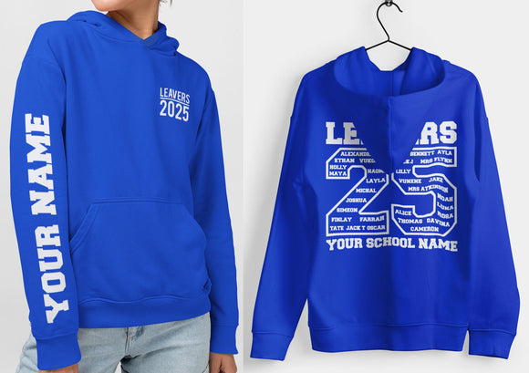Custom Leavers Hoodie 2025 Schools, Colleges, Universities & Clubs Bright Royal