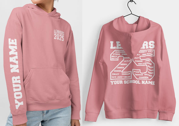 Custom Leavers Hoodie 2025 Schools, Colleges, Universities & Clubs Dusty Pink