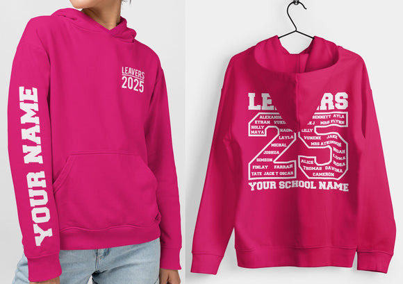 Custom Leavers Hoodie 2025 Schools, Colleges, Universities & Clubs Hot Pink