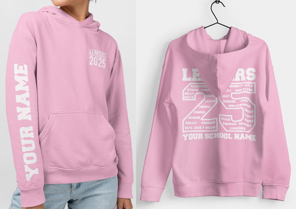 Custom Leavers Hoodie 2025 Schools, Plus Sizes 3XL 4XL 5XL Colleges, Universities & Clubs Baby Pink