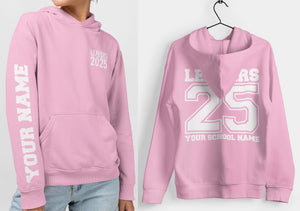 Personalised Leavers Hoodie 2025 Schools, Colleges, Universities & Clubs Baby Pink