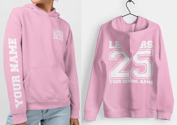 Personalised Leavers Hoodie 2025 Schools, Colleges, Universities & Clubs Baby Pink