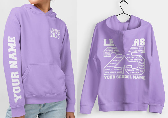 Custom Leavers Hoodie 2025 Schools, Colleges, Universities & Clubs Lavender
