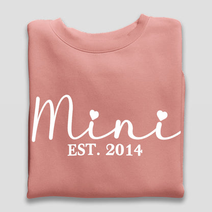 Personalised Mama and Mini EST Sweatshirt Dusty Pink, Mother's Day Gift, Mummy Birthday Gift, New Mum Gift