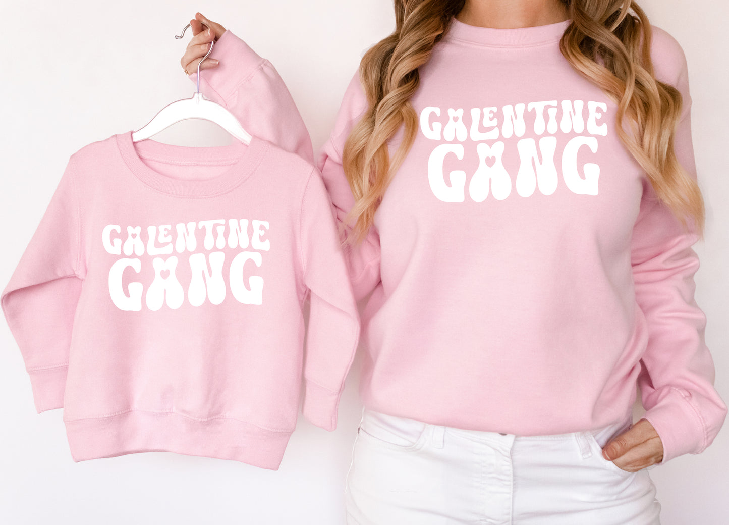 Valentines Day Matching Sweatshirts Galentine Gang Matching Jumpers Valentines Day Gift Pink/White