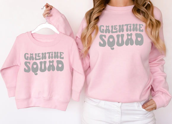 Valentines Day Matching Sweatshirts Galentine Squad Matching Jumpers Valentines Day Gift Pink/Grey