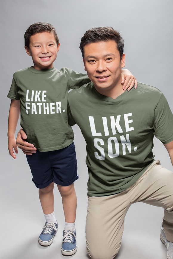 Dad Matching T-Shirt, Like Father, Like Son Father's Day Gift Daddy Birthday Gift Olive Green