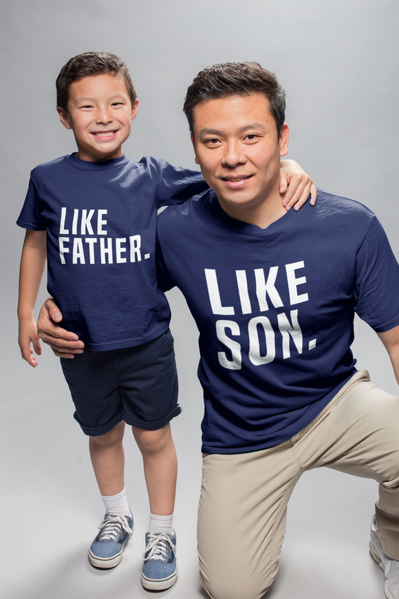 Dad Matching T-Shirt, Like Father, Like Son Father's Day Gift Daddy Birthday Gift Navy