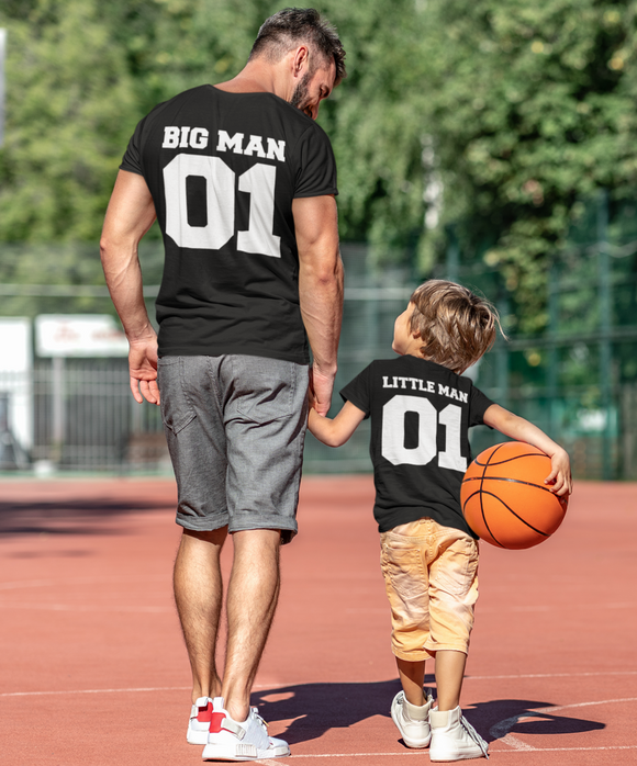 Personalised Father's Day T-Shirt Personalised with Big Man and Little Man Daddy Dad Son