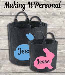 Personalised Childs Easter Bunny Toy Bag Kids Toy Basket Toy Felt Trug Toy Storage Bag Birthday Gift Idea Easter Basket Easter Bag