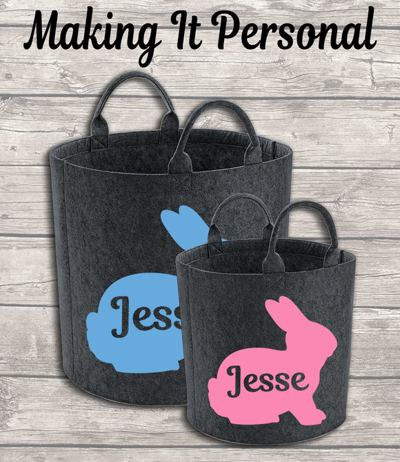 Personalised Childs Easter Bunny Toy Bag Kids Toy Basket Toy Felt Trug Toy Storage Bag Birthday Gift Idea Easter Basket Easter Bag