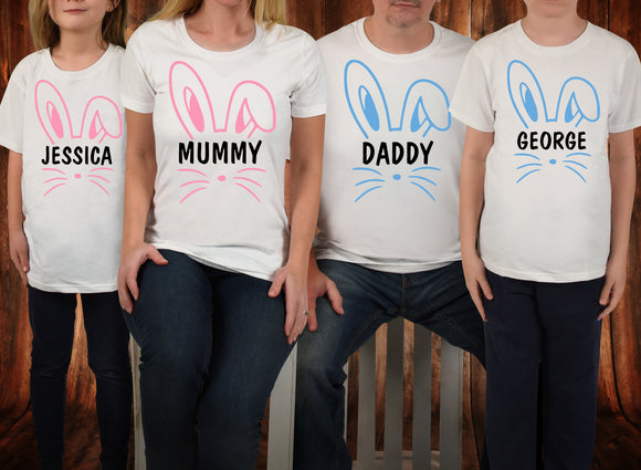 Easter Bunny Face T-Shirt Personalised with Any Name