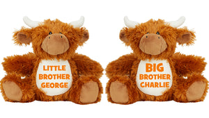 Big Brother Little Brother Highland Cow Teddy Bear Big Sister Little Sister Soft Plush Animal Mumbles Teddy