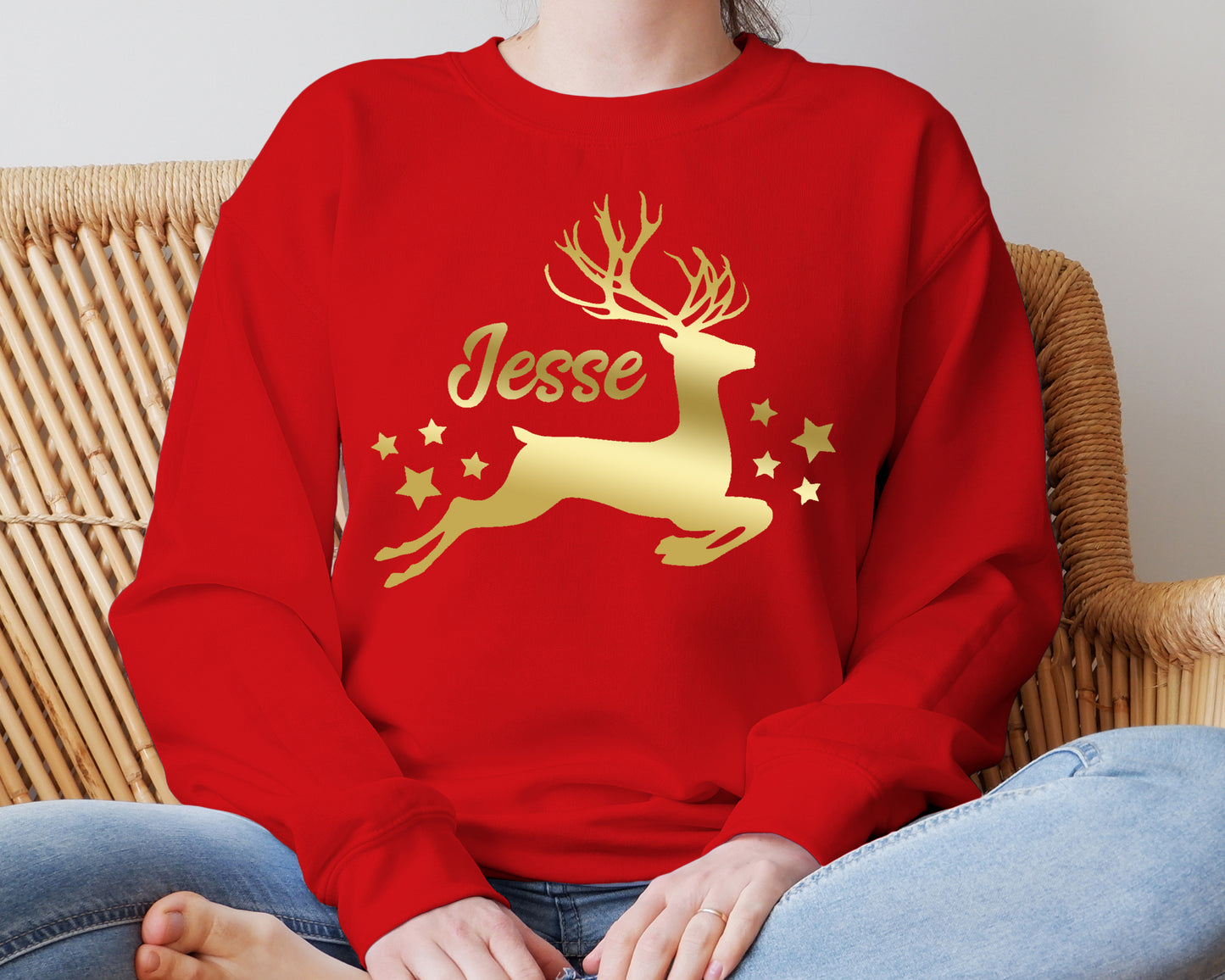 Personalised Matching Christmas Jumper Sweatshirt Reindeer