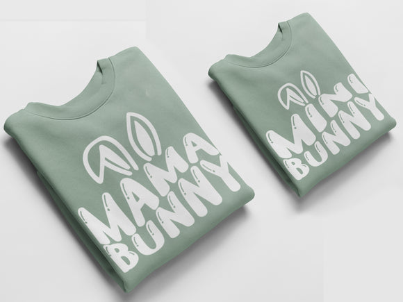 Mama and Mini Easter Jumpers, Matching Jumpers Easter Gift Dusty Green