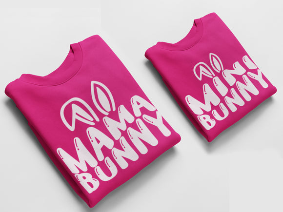 Mama and Mini Easter Jumpers, Matching Jumpers Easter Gift Hot Pink